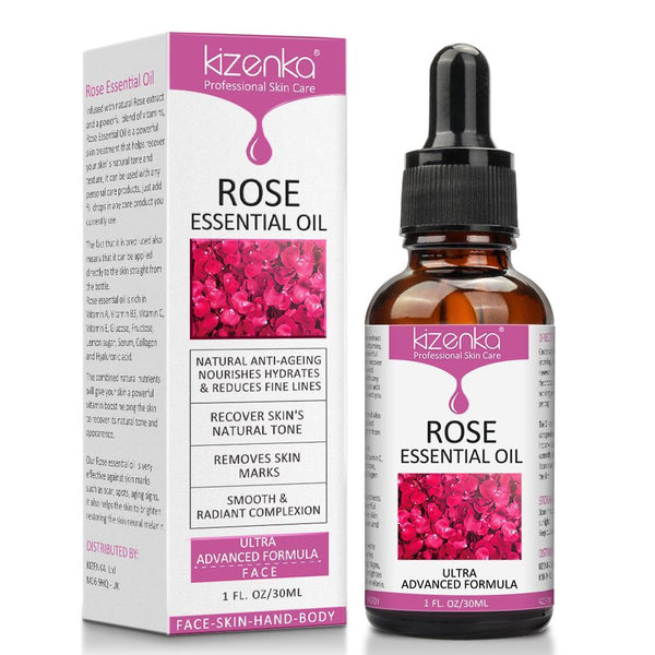Kizenka Rose Essential Oil - Powerful Natural Age-Defying Skin Treatment For Face & Body - Kizenka