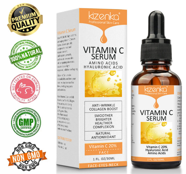 Kizenka Vitamin C Serum with Hyaluronic Acid for Face and Body - Kizenka
